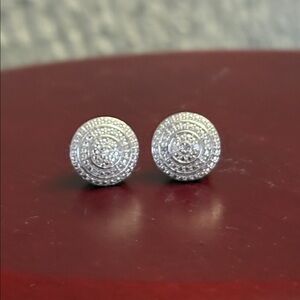 Double Beaded Genuine Natural Diamond Stud Earrings Sterling silver 1/10 carat